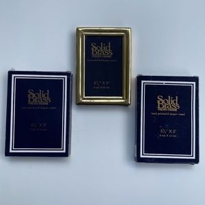 3x Solid Brass Photo Frames - 3.5" x 5" - Brass Frames